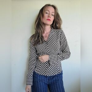 The Frank Vintage 70s Houndstooth Blouse M